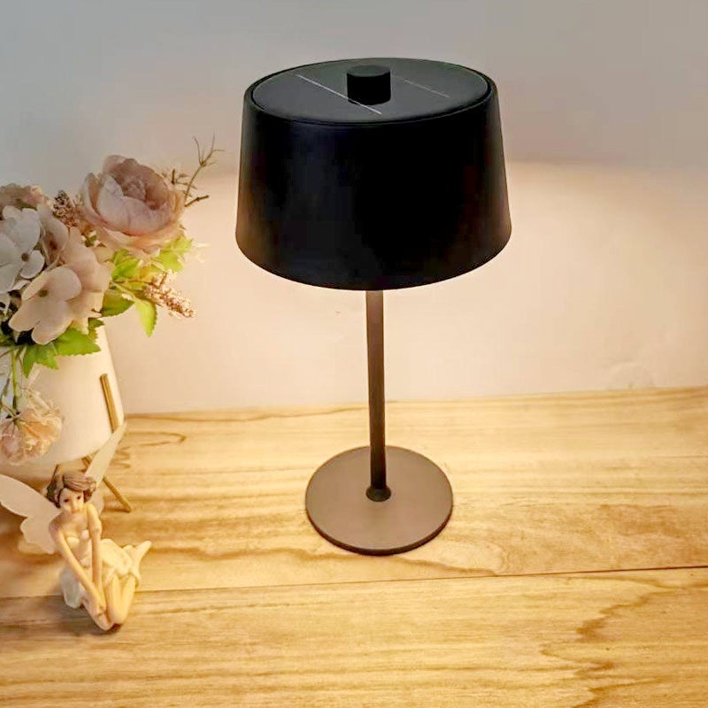 Lampa solarna stojąca, lampa ogrodowa kempingowa do restauracji na zewnątrz, płynna regulacja trzech kolorów, przełącznik dotykowy, 130*135mm, czarna