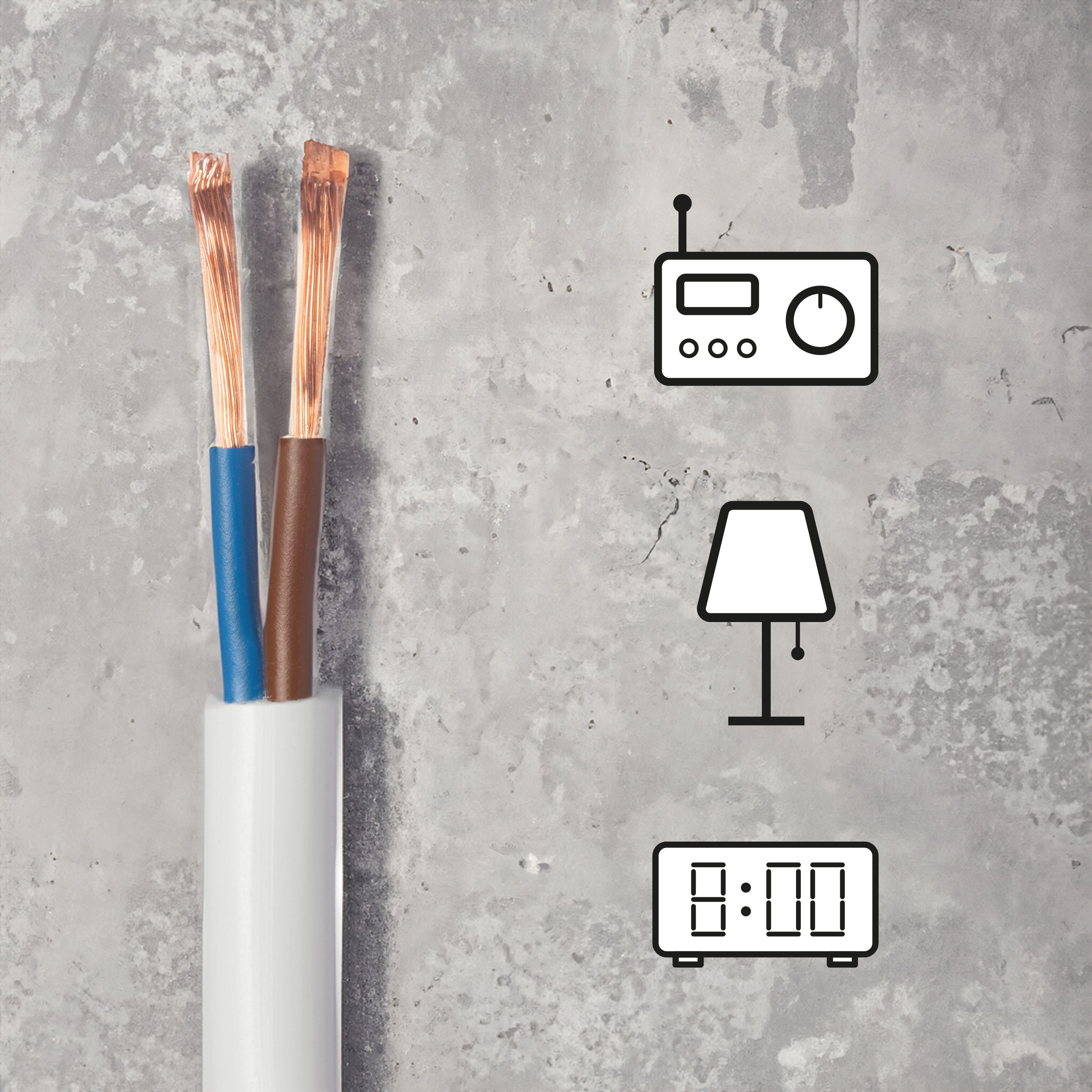 Cable eléctrico 2x0.75 mm² h03vvf L. 5m blanco - 3