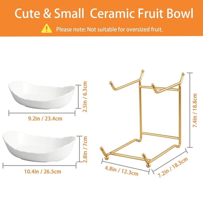 Cesto Portafrutta A 3 Piani In Ceramica E Metallo: Ciotole Rimovibili Per Cucina, Porta Frutta A Più Livelli, Elegante Portasnack Per Buffet E Tavolo