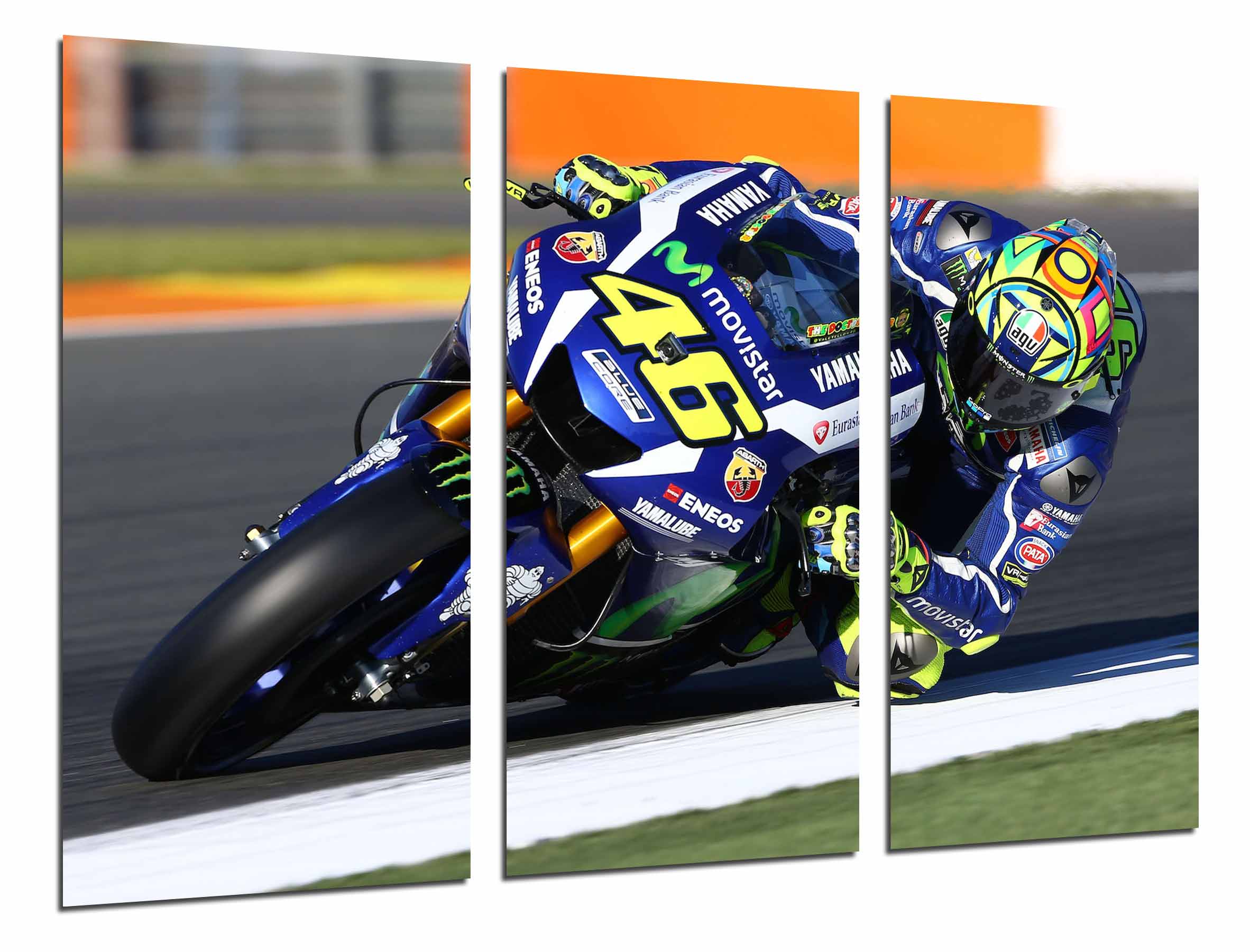 Moto valentino rossi, motorista, yamaha, carretera, impresión fotográfica sobre madera, cuadro moderno decorativo