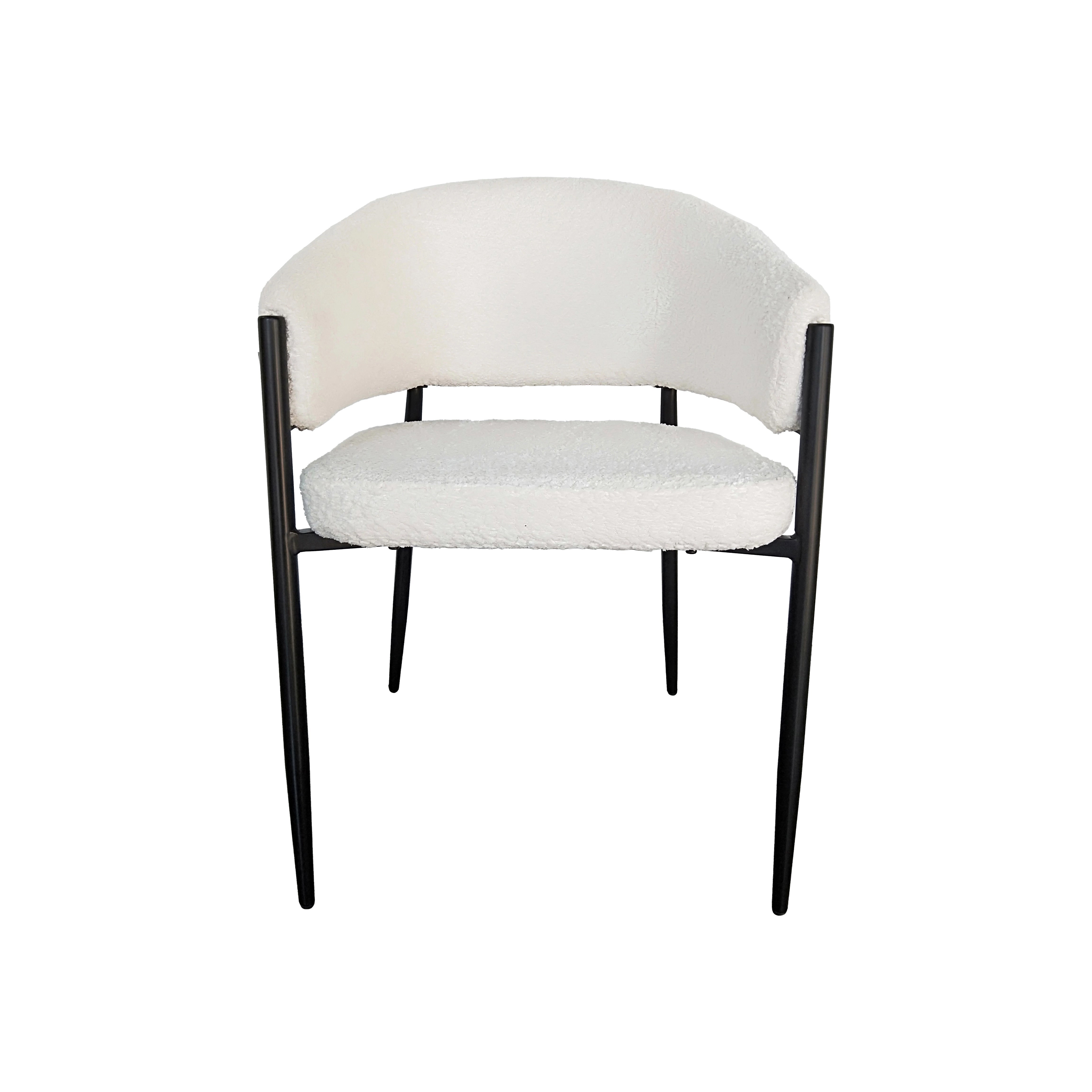 Sedia imbottita da interno effetto boucle bianca - 3