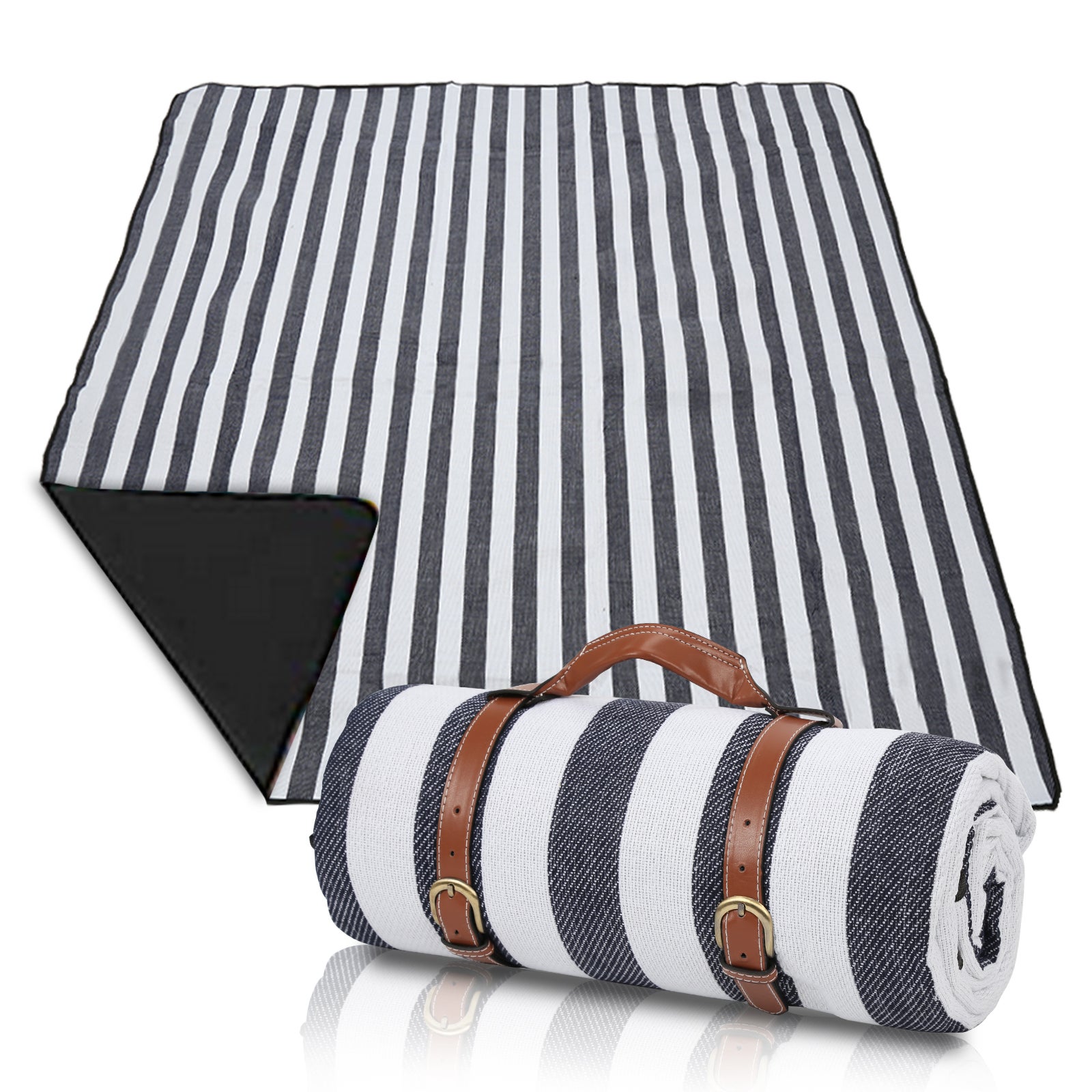 Couverture Pique-nique Hibiscus Hawaïen Bleu Blanc - 52x80 Pouces - Occasion - Camping, Plage, Rétro