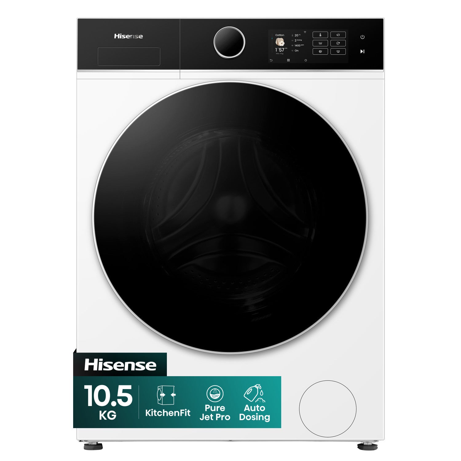 MediaMarkt Hisense Lavadora Carga Frontal, Wf5i1045bwq 10.5 Kg, 1400 Rpm, 18 Programas, Fondo Reducido 55.5 Cm, Autodosificación, Blanco - Imagen 3
