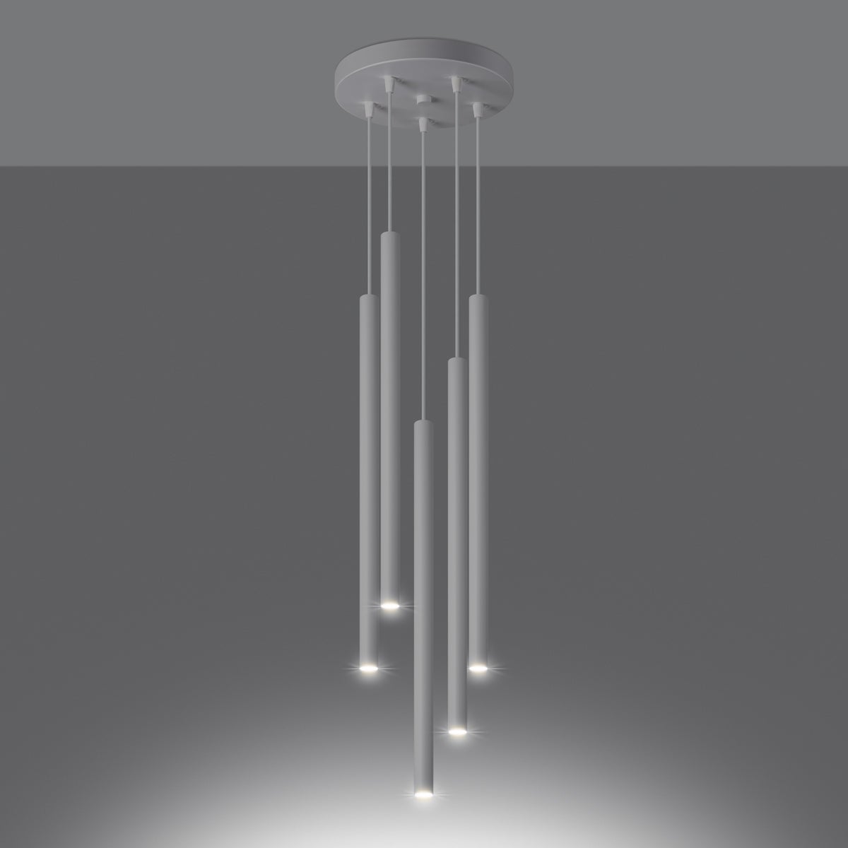 Lampa wisząca BRILL 5P biała LED 3000K - 25x25x110cm Sollux