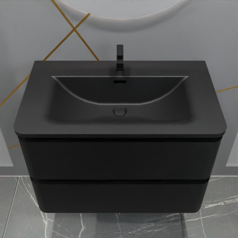 Meuble salle de bain suspendu PEARL 80 cm - Noir mat - 8