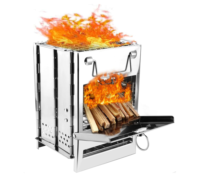 Poêle à Bois Portable Pliable En Acier Inox - Réchaud De Camping Léger 1,2kg