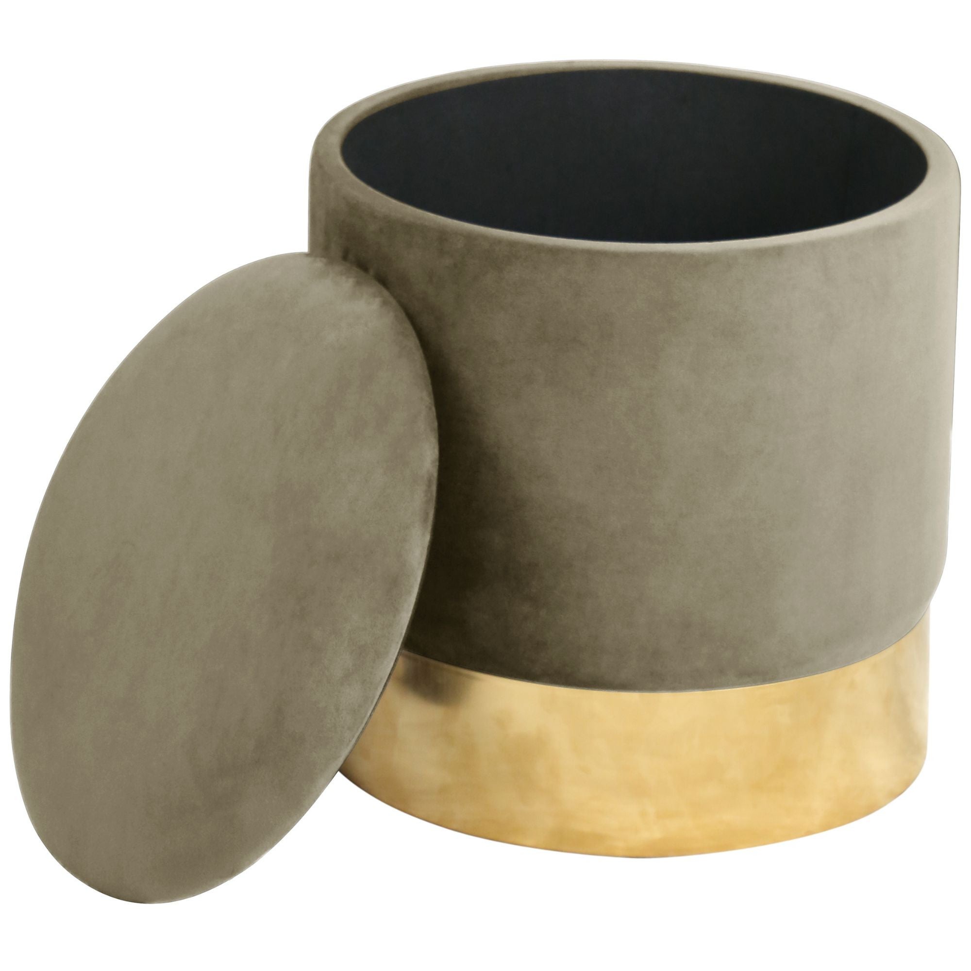 Pouf a scomparto rotonda in velluto AKORD GOLDEN colore Beige - 2