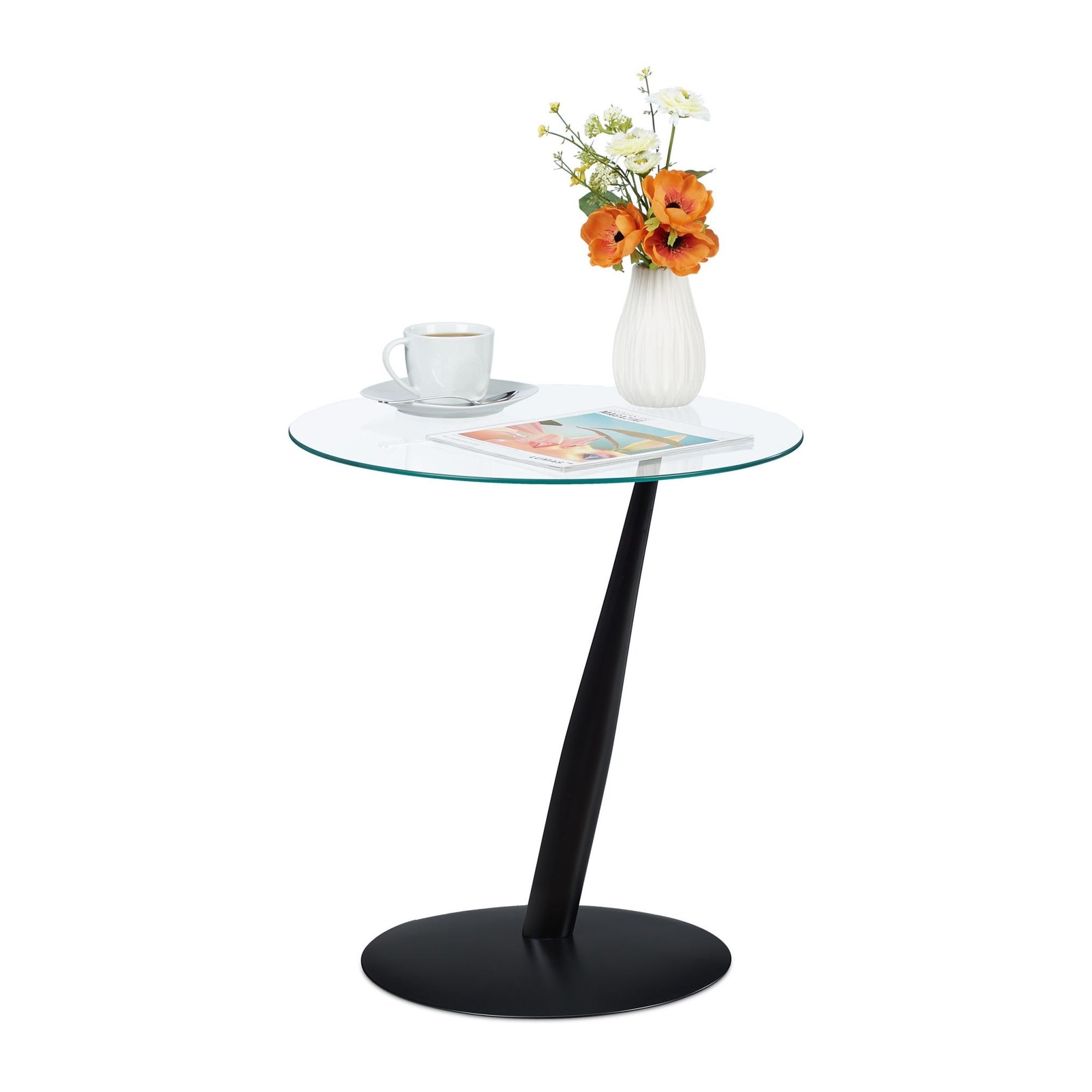 Northio Mesa Auxiliar De Cristal Negro , Leroy Merlin
