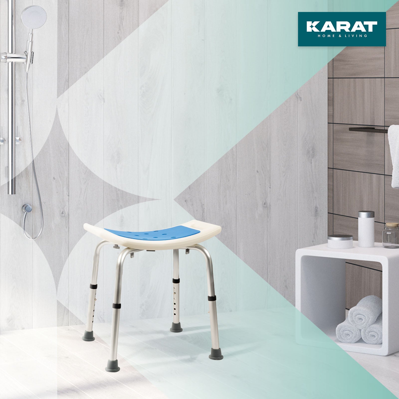 Tabouret de douche et de bain Noah Réglable en hauteur Facile à&nbsp; nettoyer Pieds en caoutchouc antidérapant Peut supporter jusqu'à&nbsp; 136 kg - 3