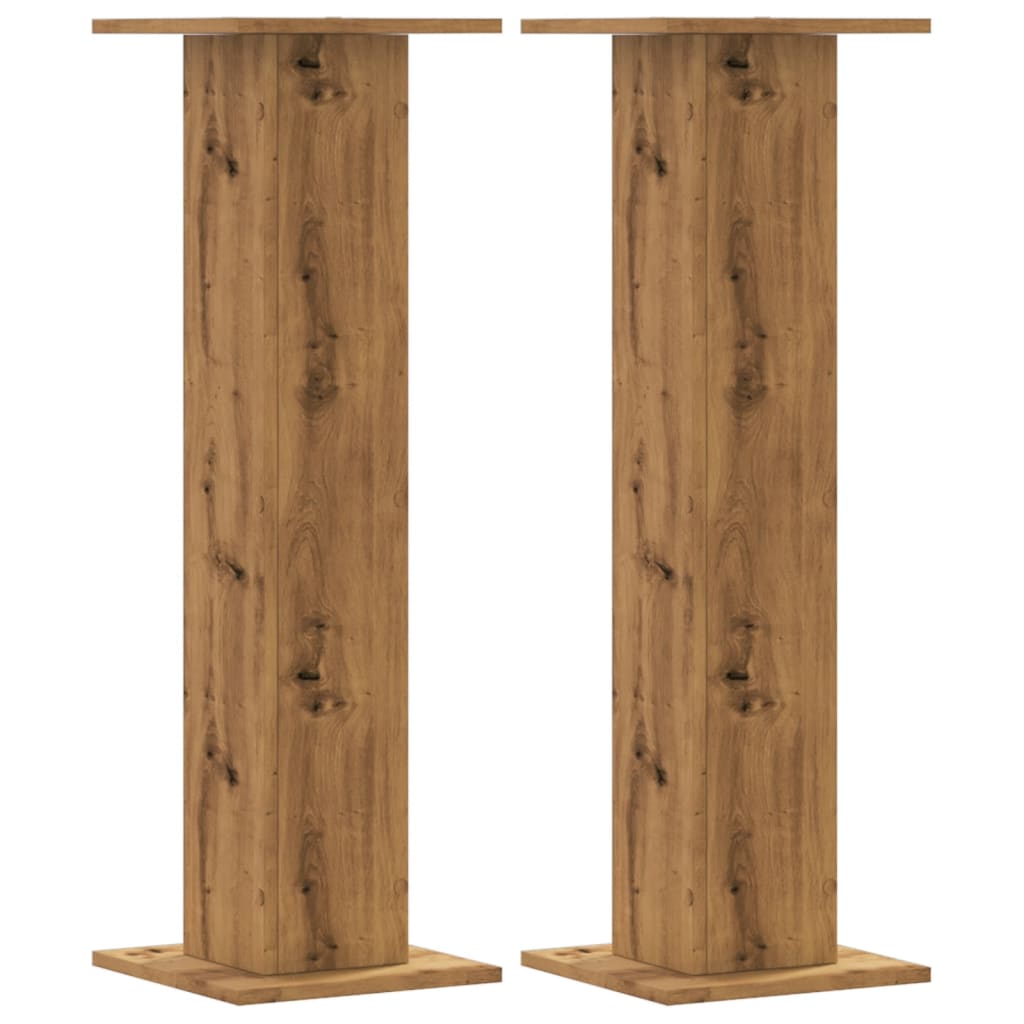 Lot de 2 supports pour plantes chêne artisanal en panneau de bois - 2