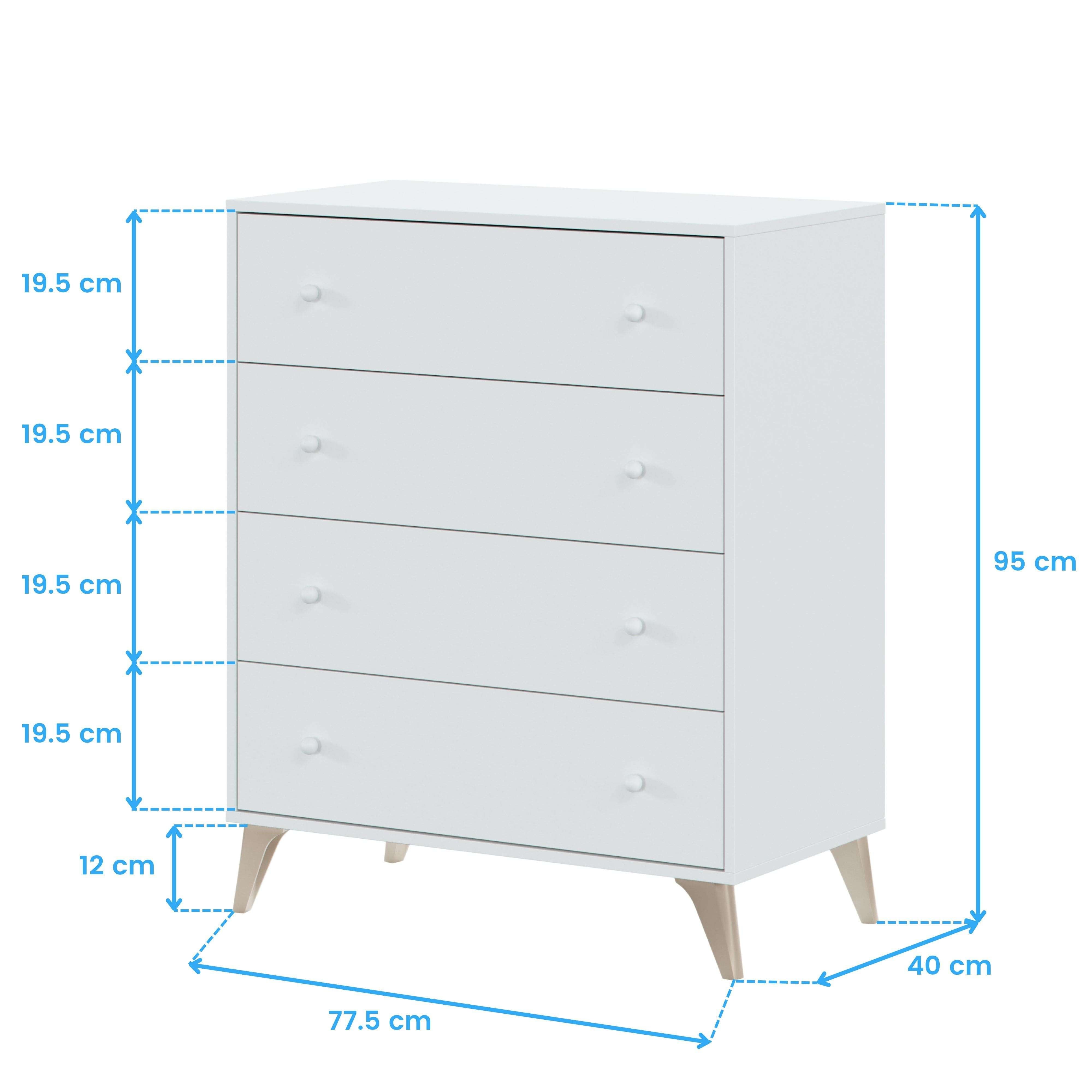 Commode - Sweet - 4 tiroirs - Blanc - 95 x 77.5 x 40 cm - 9