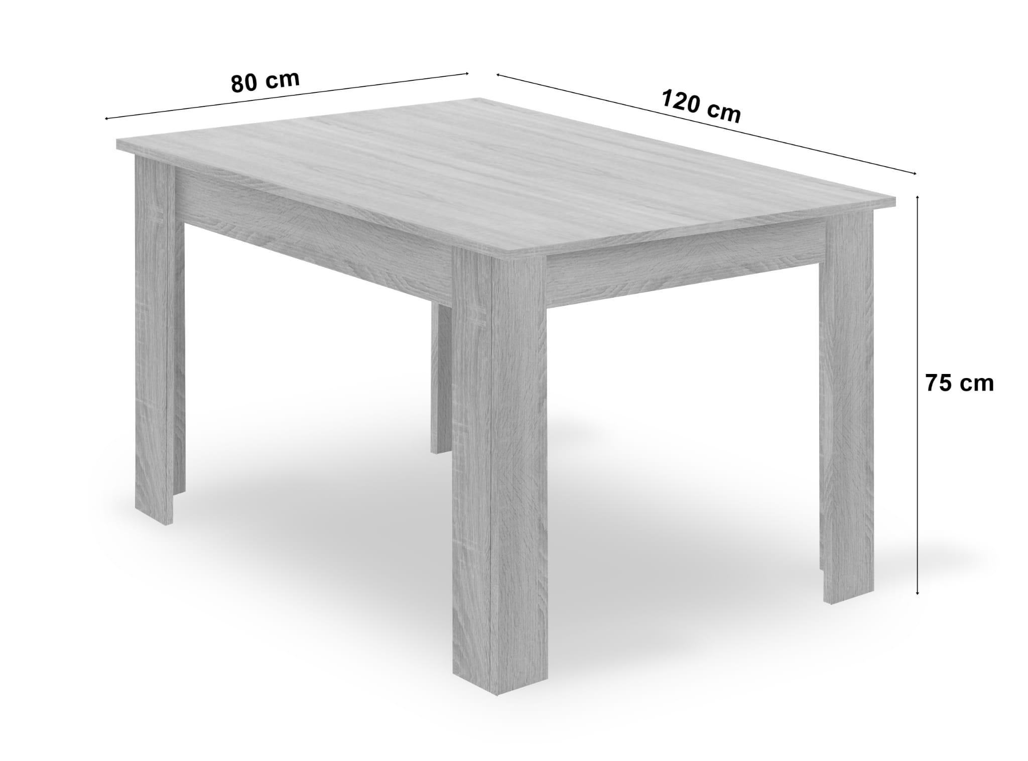 Table à manger 80x120 cm et 4 chaises, noir/chêne/hêtre - 3