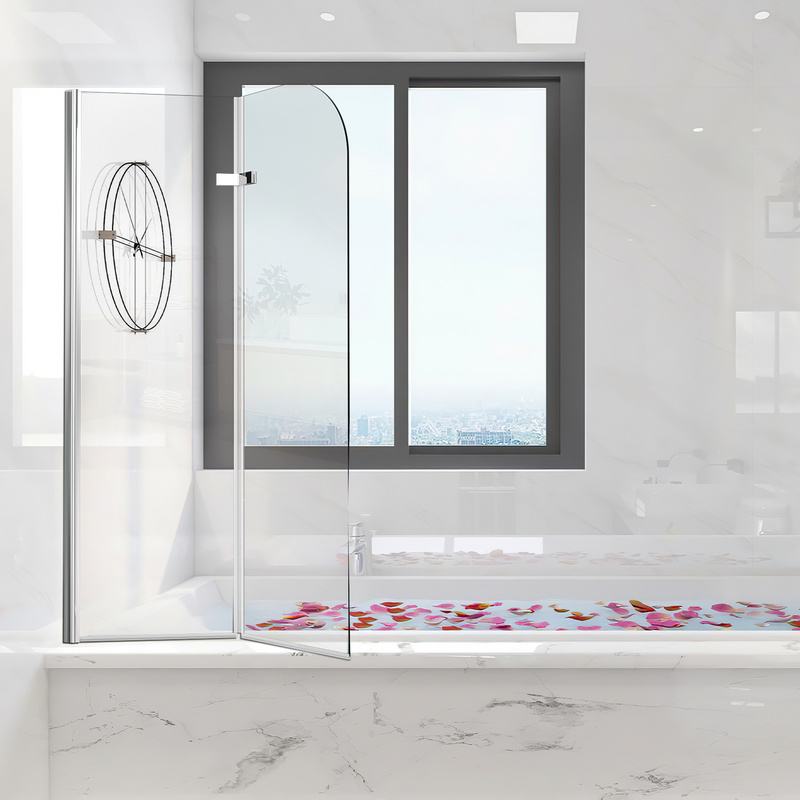 Pare-baignoire pivotant à 180degré pivotant Paroi de douche sanitaire 6mm Nano Repliable glass 2 parties 100x140cm Argent - 9