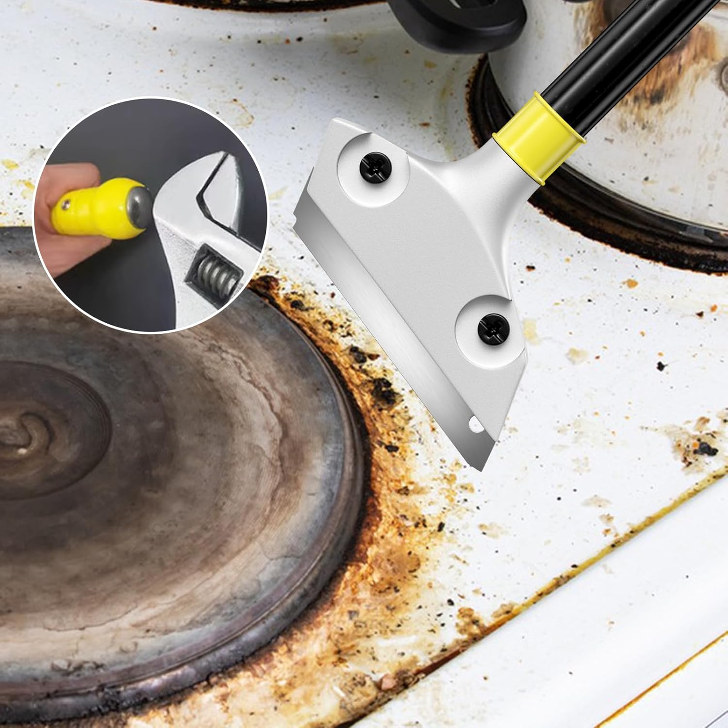 Skrobak do szkła, skrobak do farby, skrobak do płyt grzewczych z funkcją wybijania otworów, skrobak do płyt indukcyjnych z długim uchwytem, czyszczeni - 4