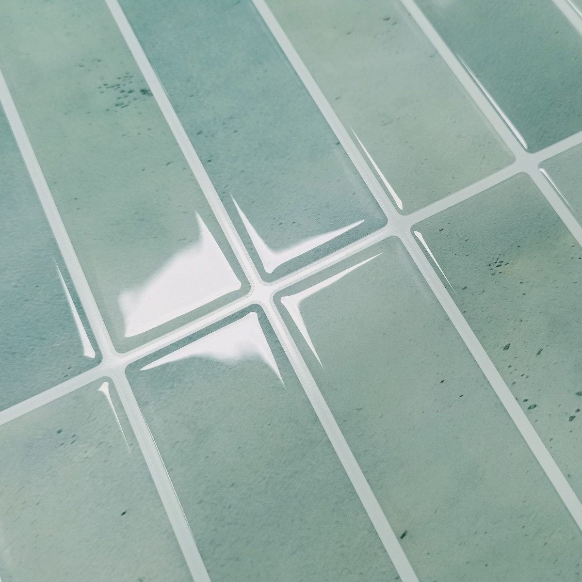 Lot de 10 crédences adhésives pour cuisine, salle de bain, carrelage mural, bleu clair - 6