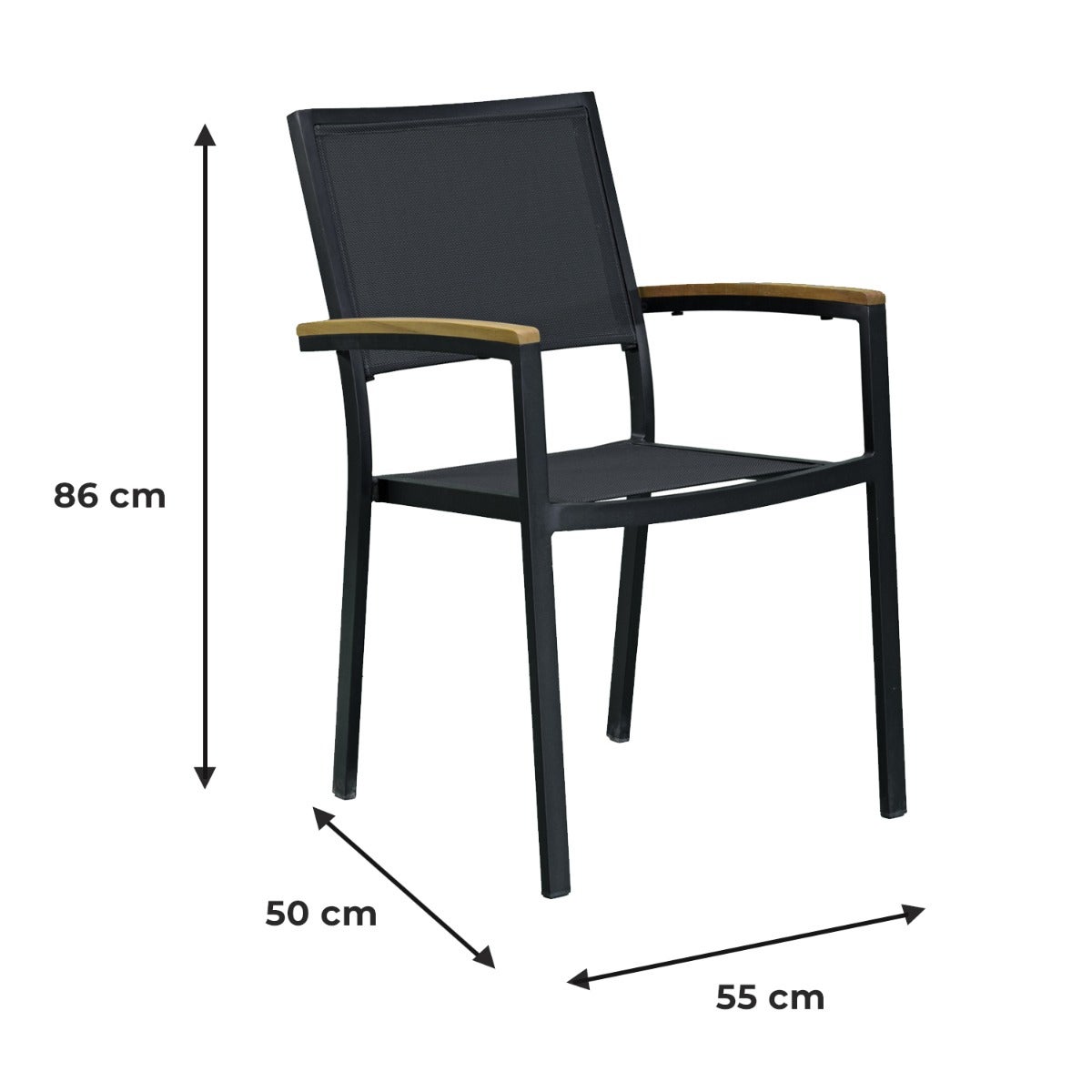 Fauteuil aluminium et textilène noir Casablanca - 7