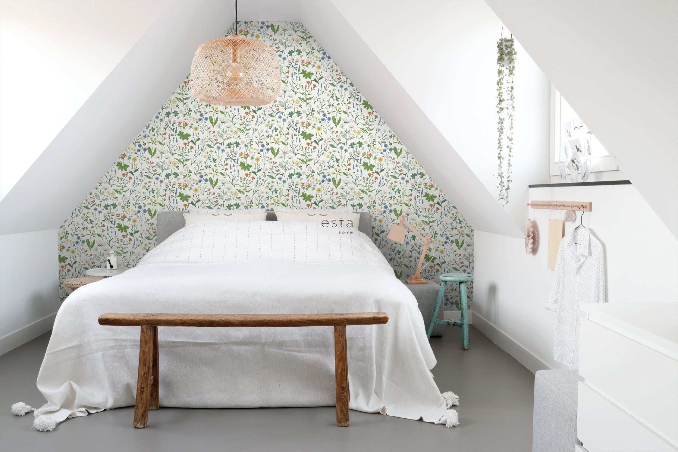 Papier peint fleurs des champs multicolore sur blanc - 53 cm x 10.05 m - ESTAhome - 7