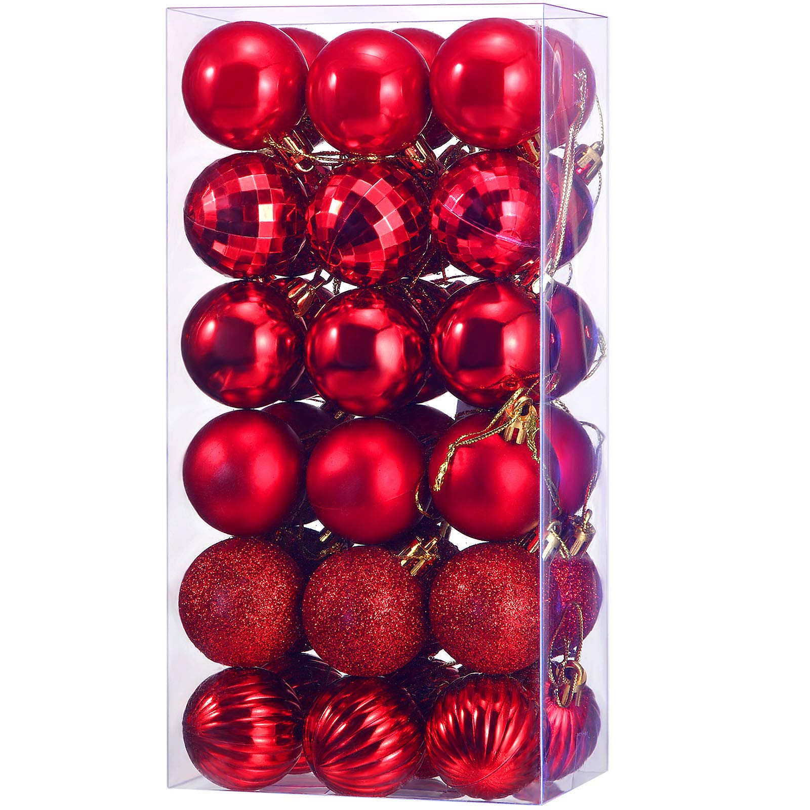 36 bolas navideñas rojas de 4 cm, ideales para decorar tu árbol de Navidad, fiestas de Año Nuevo y bodas. - 4