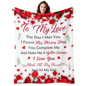 Coperta Flanella Super Morbida Con Scritta D'Amore - Regalo Romantico Per Moglie O Fidanzata