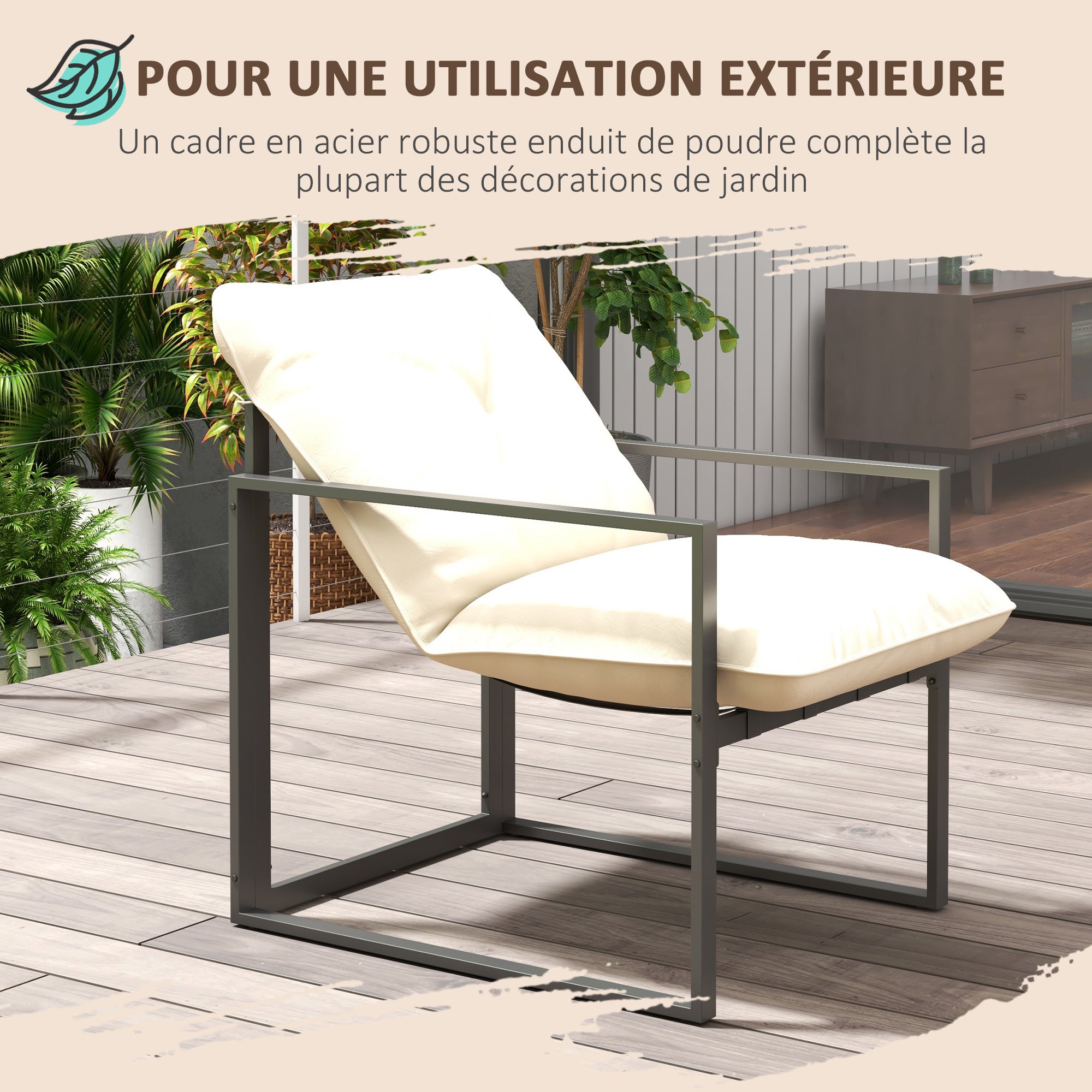 Salon de jardin 4 pièces 4 personnes avec canapé 2 places, 2 fauteuils et 1 table basse gris - 8