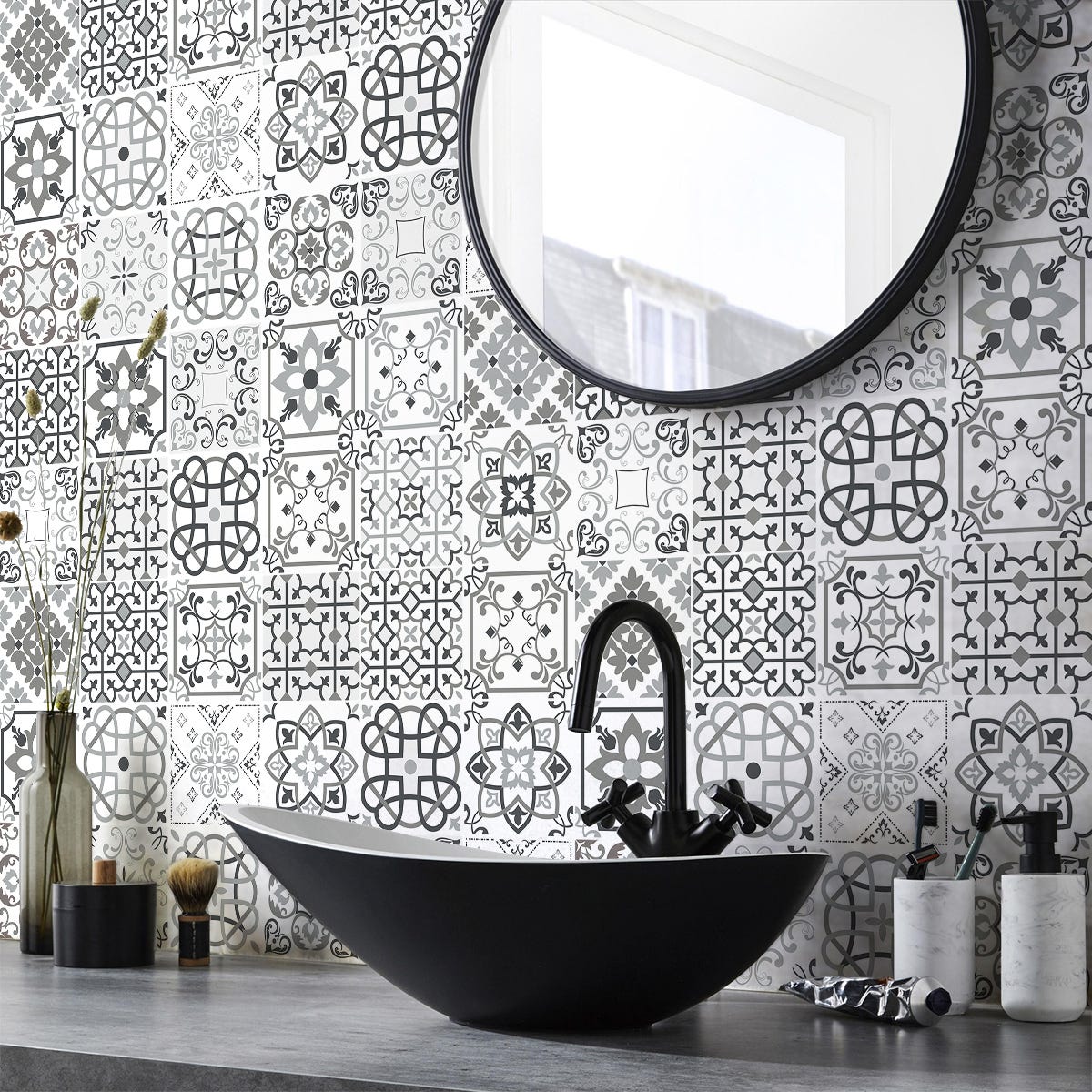 27 Pièces Stickers Carrelage Adhésifs 3D Motif Briques Noires 20x10 Cm - Décoration Cuisine Salle De Bain