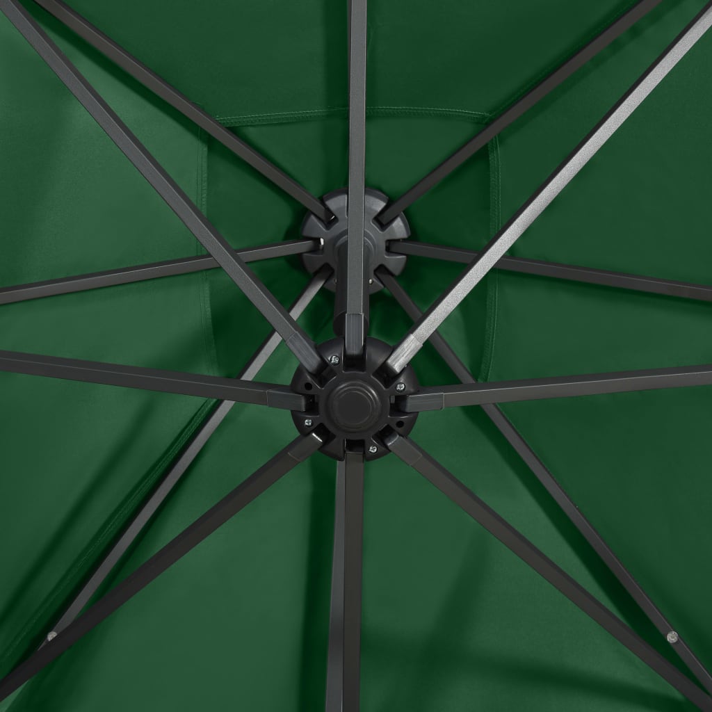 Parasol déporté avec mât et lumières LED Vert 250cm - 2