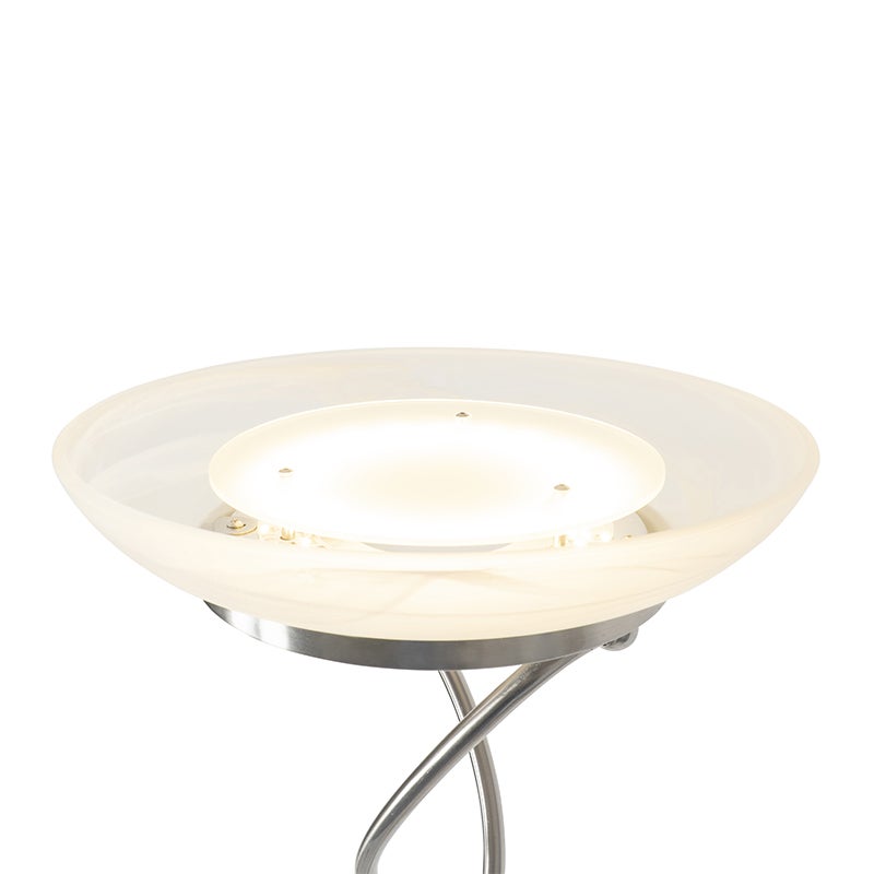 Qazqa moderne lampadaire uplighter avec bras de lecture - Empoli - acier, led intégrée 30w incluse, Integrated led, 2000k - - 6