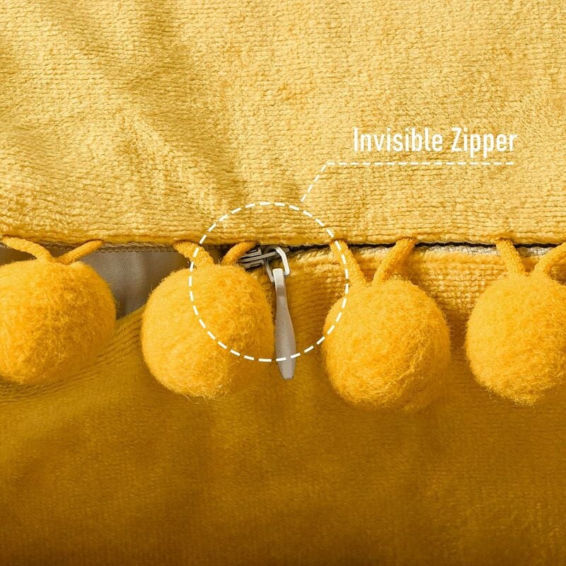 Housse Coussin 45x45 cm Jaune Moutarde Decoration Salon Maison Scandinave Lot de 2 Protege Oreiller Velours Doux Double Face Rectangulaire à Couleur U - 4