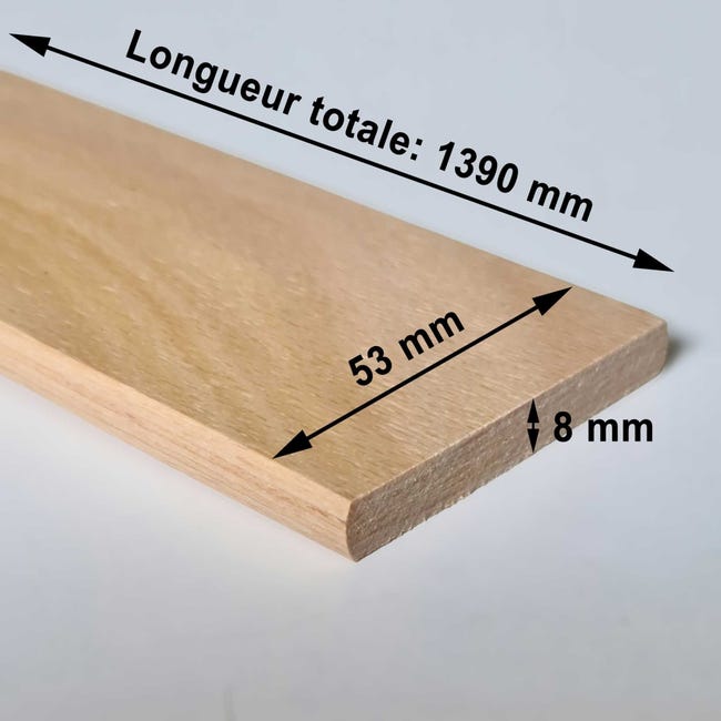 Lot 3 Lattes 139 Cm Avec 6 Embouts - 1390 X 53 X 8 Mm 7 Plis Hêtre Pour Sommier, BZ, Clic-Clac - Qualité Française