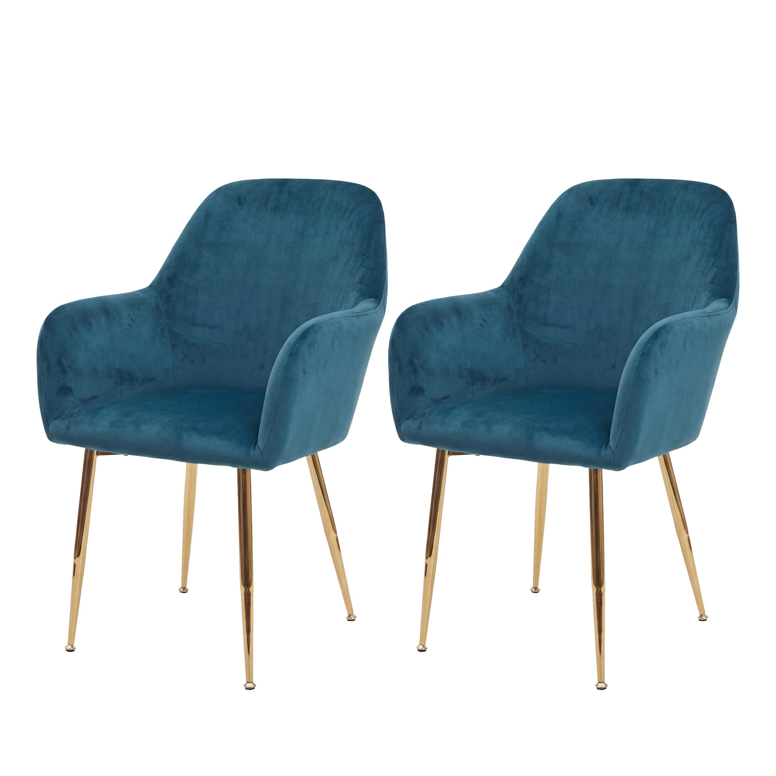 Zestaw 2 krzeseł do jadalni HWC-F18, krzesło kuchenne, styl retro ~ aksamit w kolorze miętowym, złote nogi