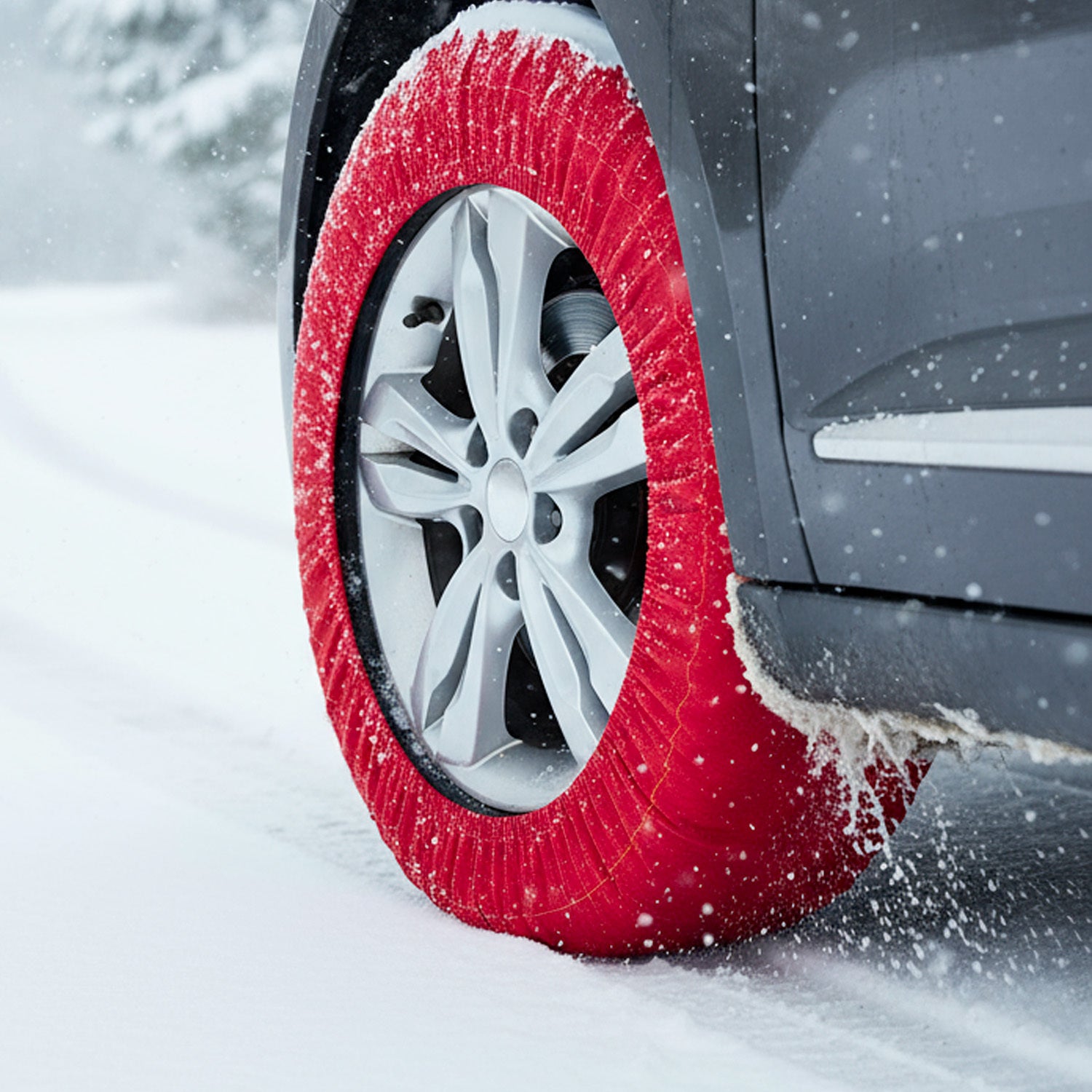 Calze da Neve Omologate EN 16662-1 Per Auto SUV Coppia di Catene Tessili Antisdrucciolo per Pneumatici R13-R19 Facili da Montare Con Guanti e Borsa M - 2