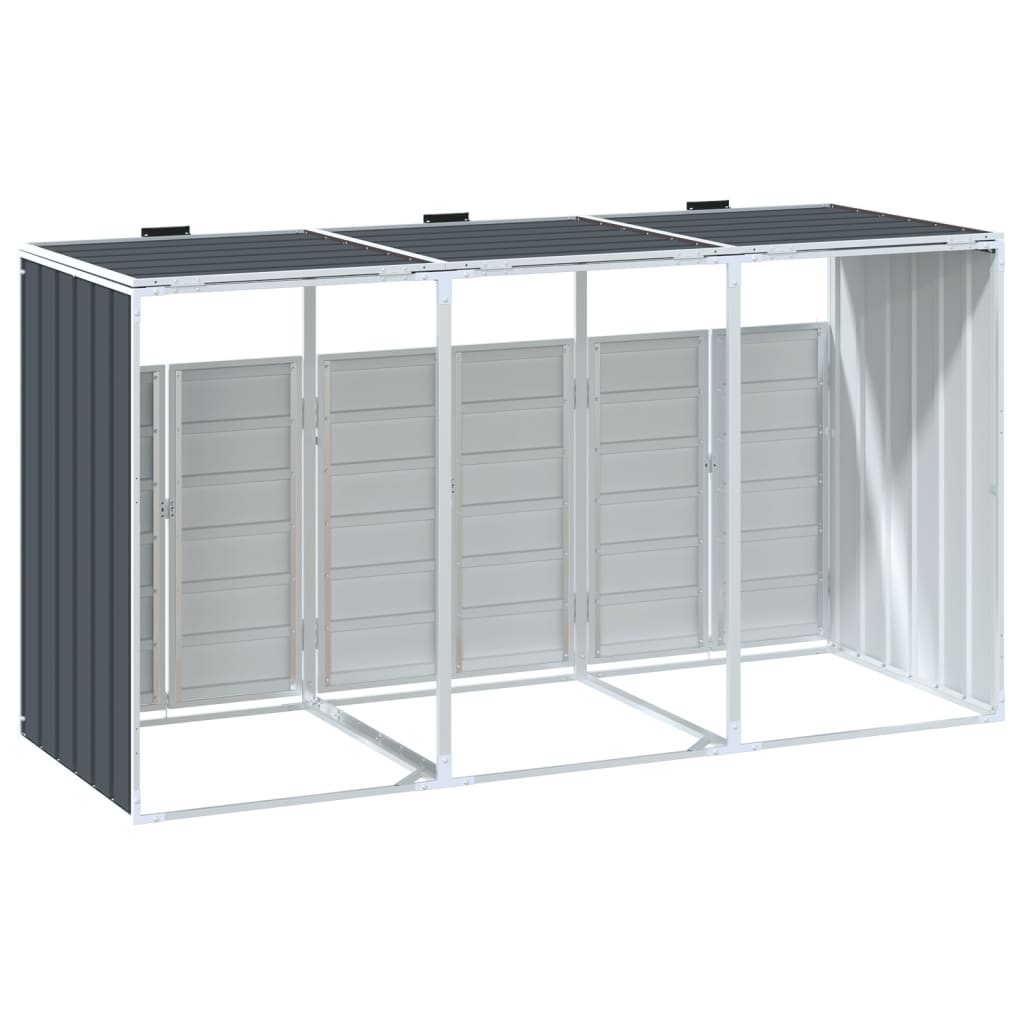 Rangement à roulettes pour poubelles pour trois bacs acier vidaXL - 7