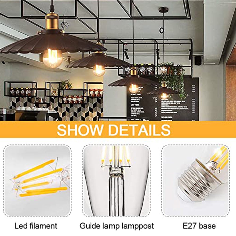 6 Ampoules E27 Ampoule Led Ampoule Ampoules Led Ampoule À Vis Ampoules Rétro Ampoules À Économie D'énergie Ampoules 2700K 4W Blanc Chaud - 4