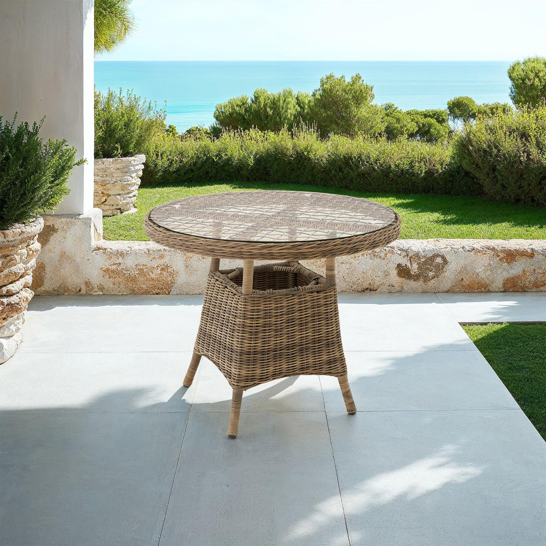 TECTAKE Mesa de jardín de aluminio resistente a la intemperie y a los rayos UV - 3