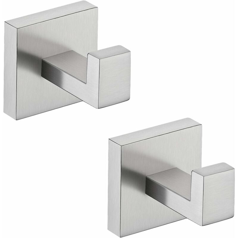2 Portasciugamani In Acciaio Inox Da Porta - Appendini Per Cucina E Bagno - Senza Fori - 24 Cm