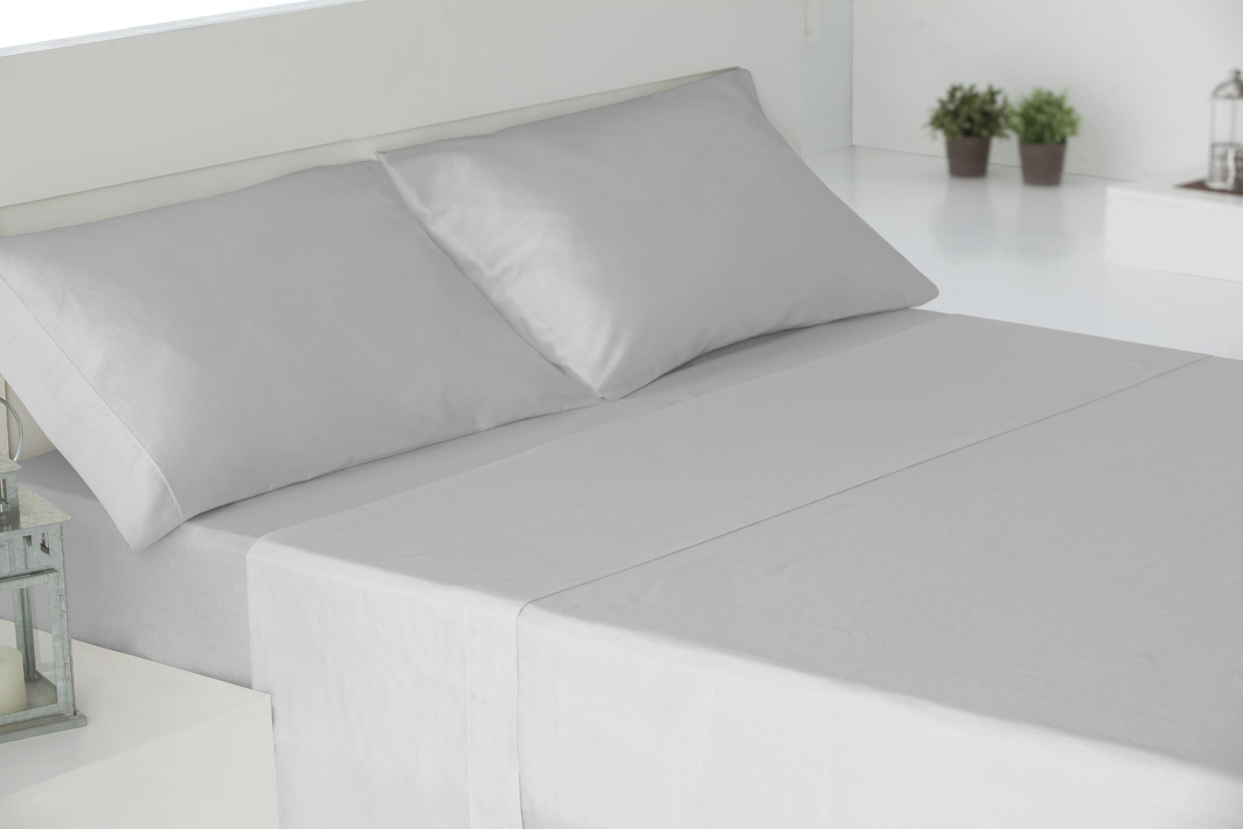 Juego sábanas tres piezas 100% algodón gris cama 135cm donegal collections