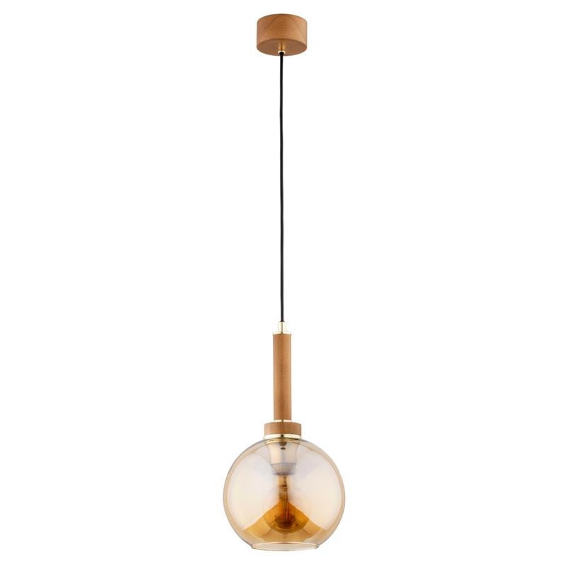 Lampa wisząca Balerina jasne drewno-złoto-bursztynowy 1xE27x15W wym: 90 x 20 x 20 cm metal Alfa