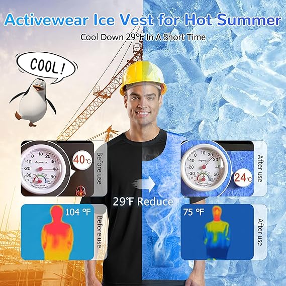 1pcs Gilet Réfrigérant pour Hommes |Gilet de Sécurité de Refroidissement Respirant |Gilet Réfrigérant de Sport |Gilet Réfrigérant Réglable en PVA|Gile - 3