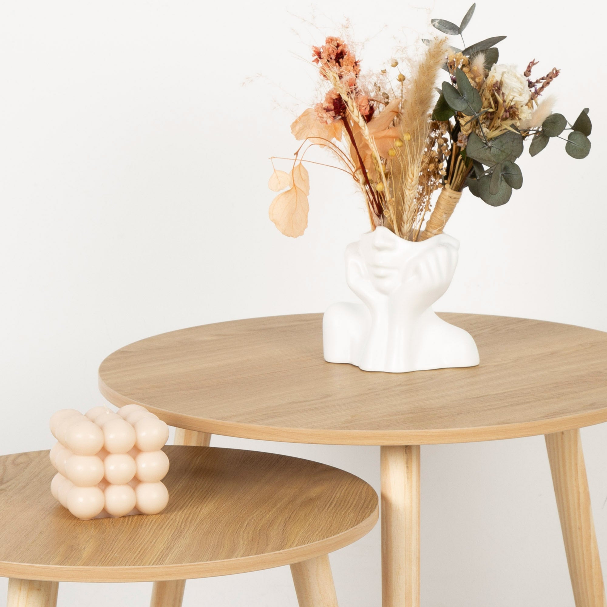 Max Home Set de 2 tables d'appoint rondes en bois D39x32 cm et D48x38 cm - 7