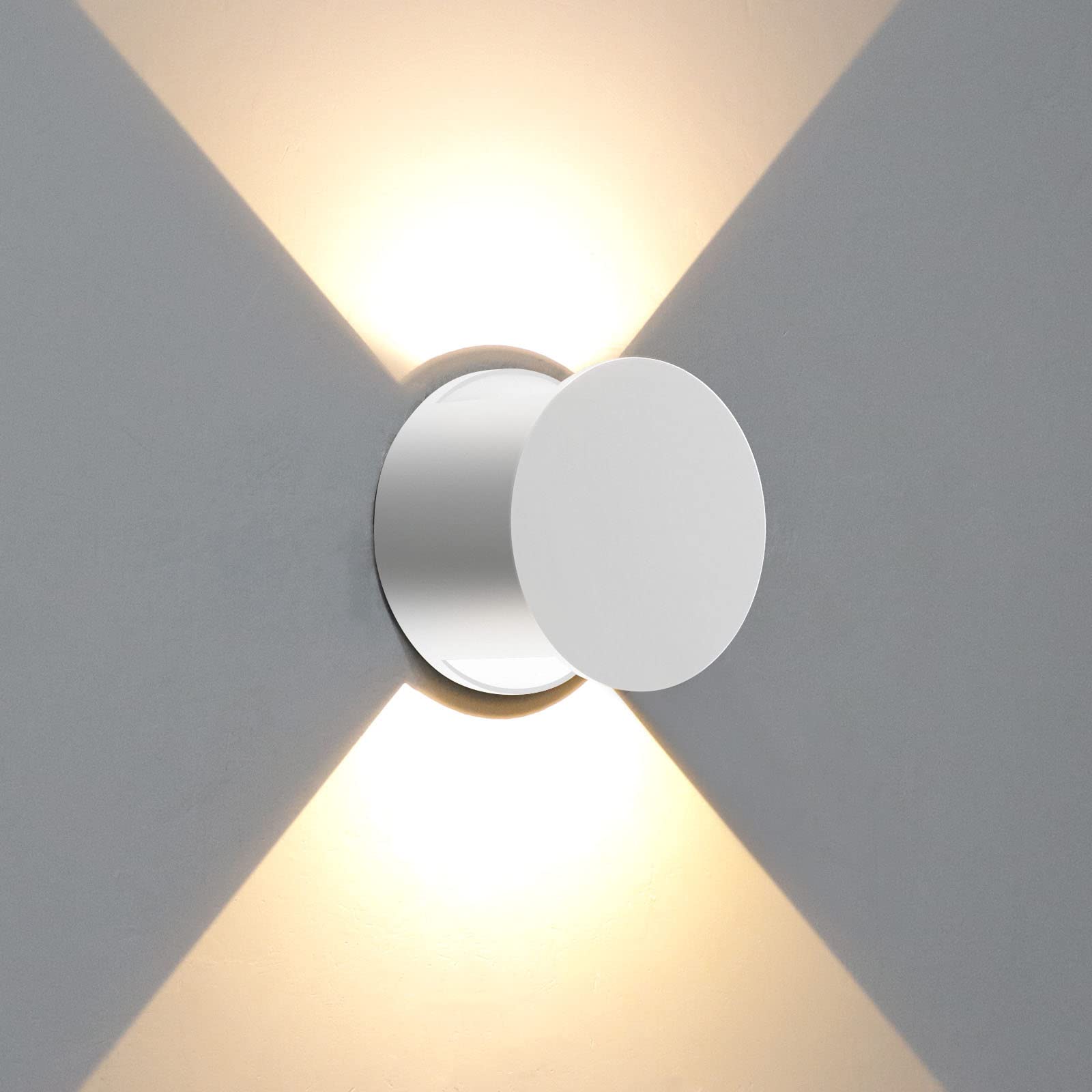 Aluminiowa lampa ścienna LED, nowoczesne oświetlenie wewnętrzne z funkcją ściemniania do salonu, korytarza i schodów, biała (ciepłe światło 3000 K)