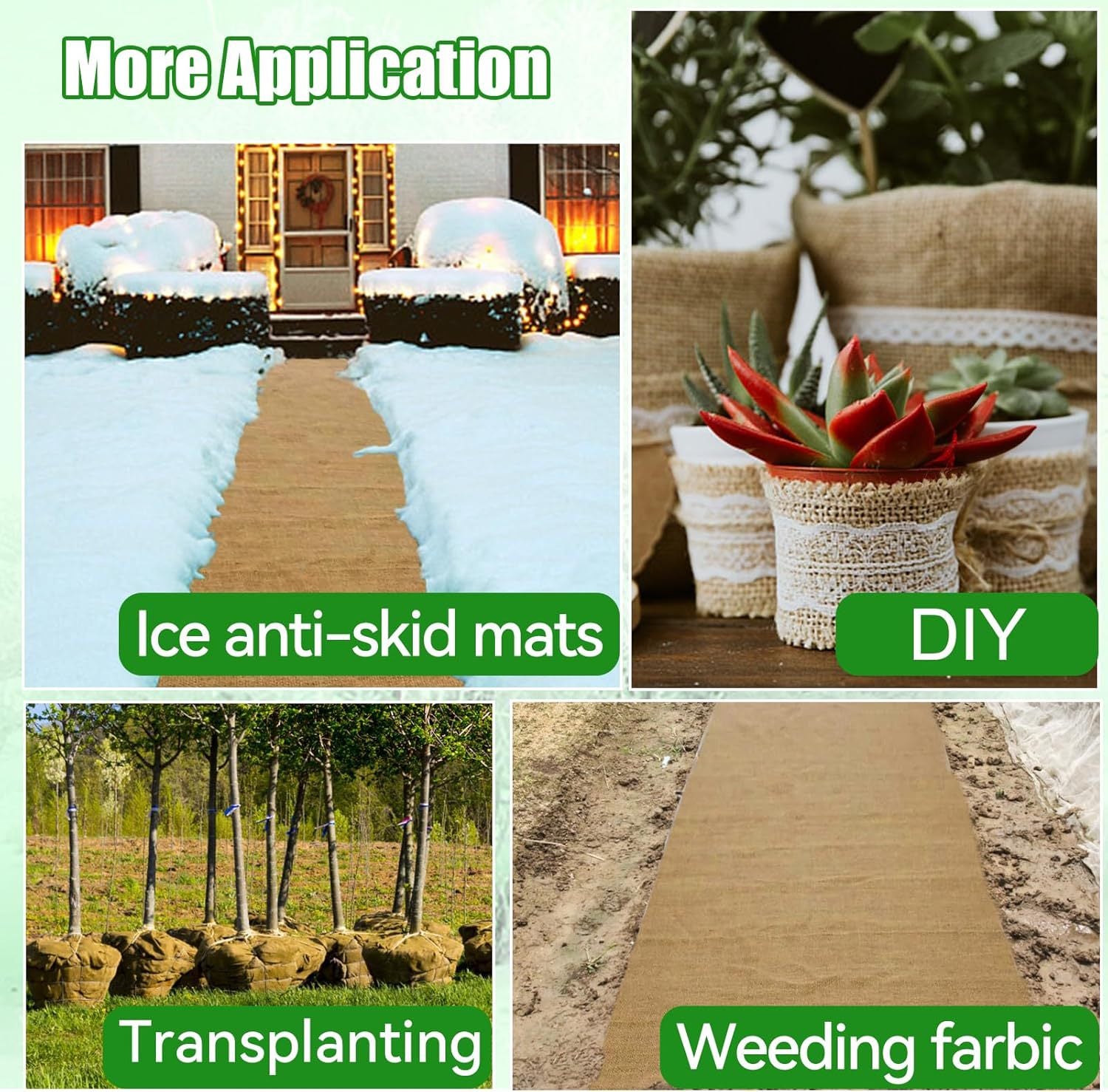 Toile de Jute 1x5m 40po x 15ft Protection Plantes Hiver Gel Neige Enveloppe Arbre Jardin Tissu Naturel Réutilisable - 8