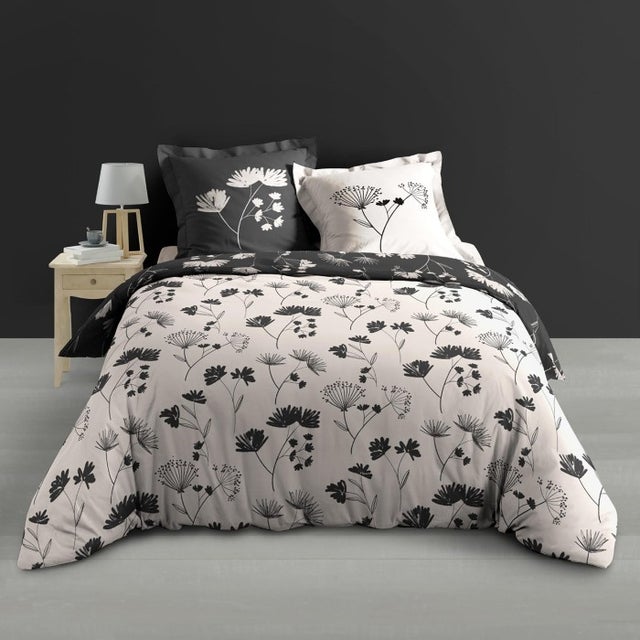 Housse de couette 240 x 220 cm percale de coton 78 fils + 2 taies Iris