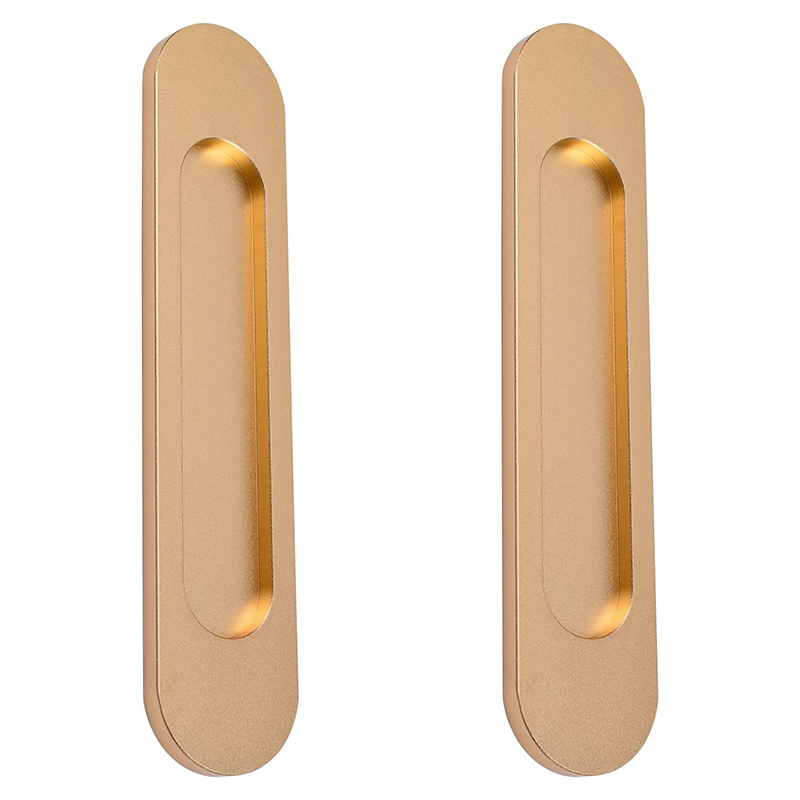 Manillas ovaladas autoadhesivas para puertas correderas, aleación de aluminio dorado mate, también aptas para puertas de granero y ventanas