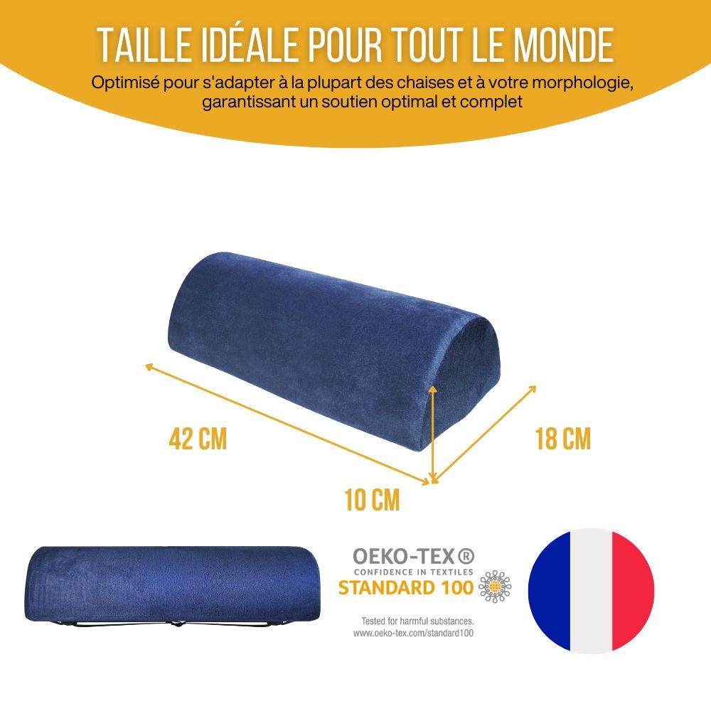 Demi-Traversin de Soutien Lombaire à Mémoire de Forme MULTIFONCTIONNEL - 42x18x10 - Sangle réglable - 6