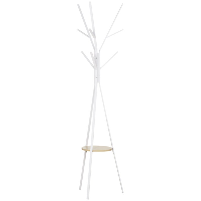 Wieszak na płaszcze, wolnostojący wieszak na płaszcze, wieszak na płaszcze do przedpokoju, biały metal 45x45x180cm do przechowywania w przedpokoju