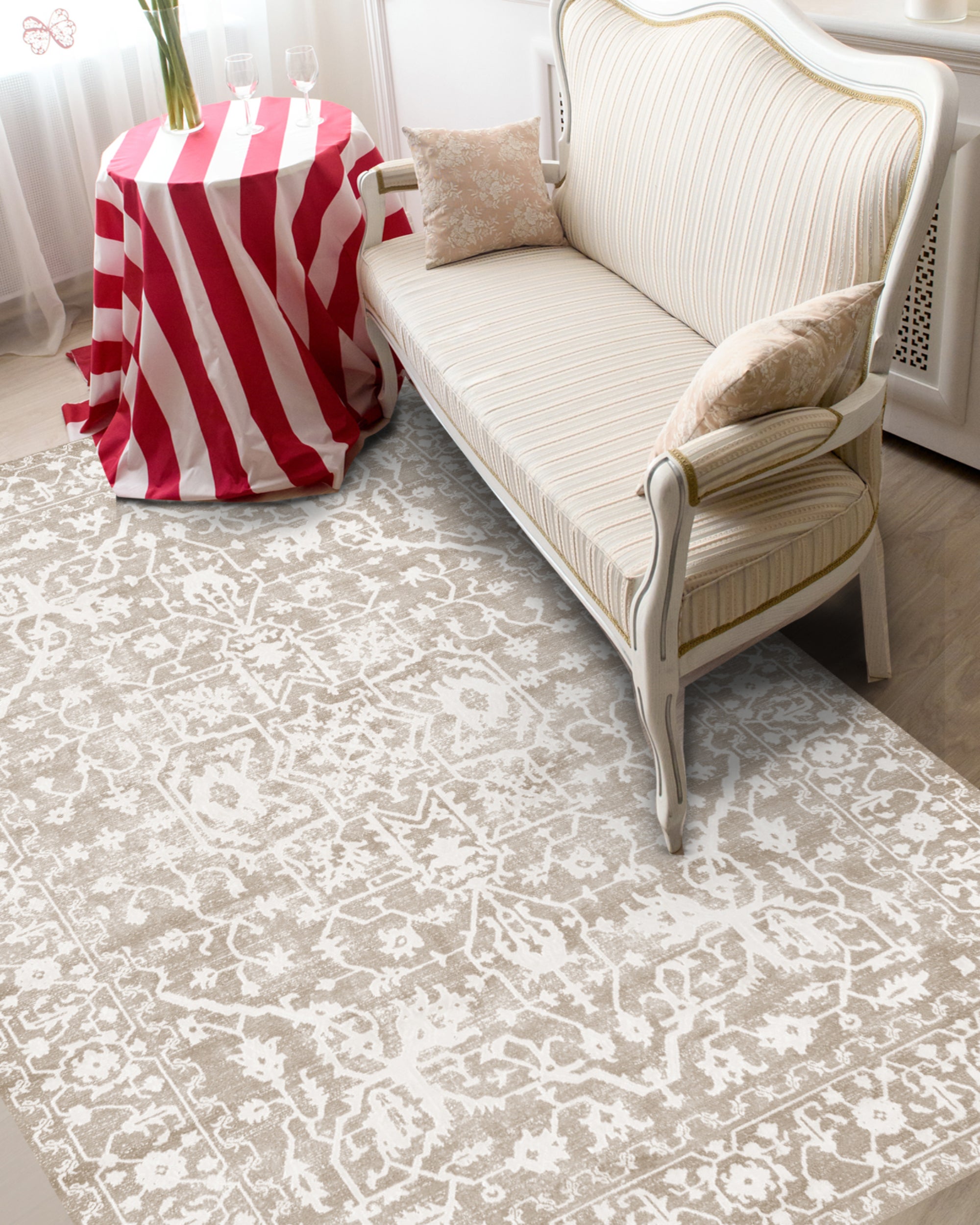 Tappeti in vinile, Sarabi sepia 160x230 cm - PVC stampato, lavabile, ignifugo, per salotto e cucina - 4