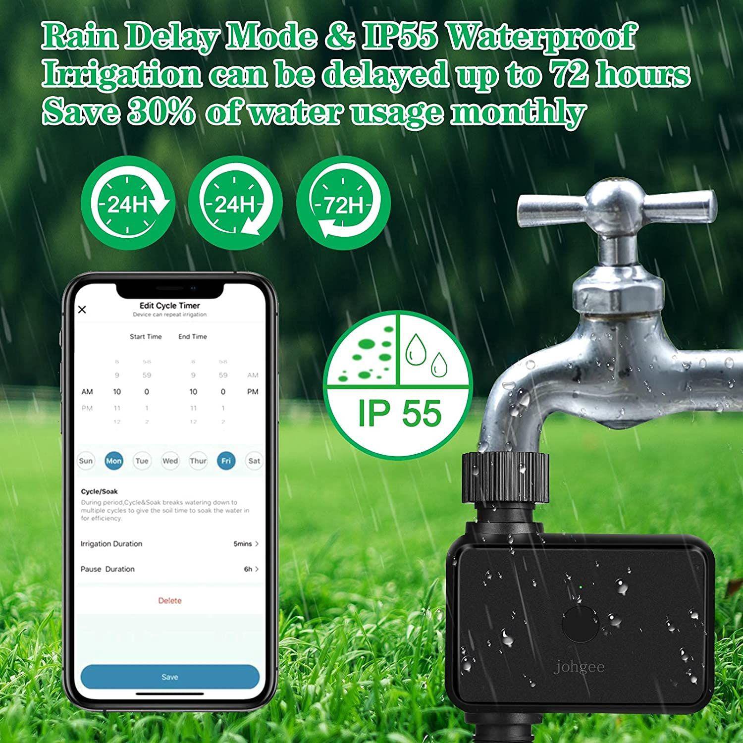 Automatique Arrosage WiFi Bluetooth, Programmateur Arrosage avec Passerelle, Irrigation Arrosage, Minuteur Arrosage Goutte à Goutte,Irrigation - 4