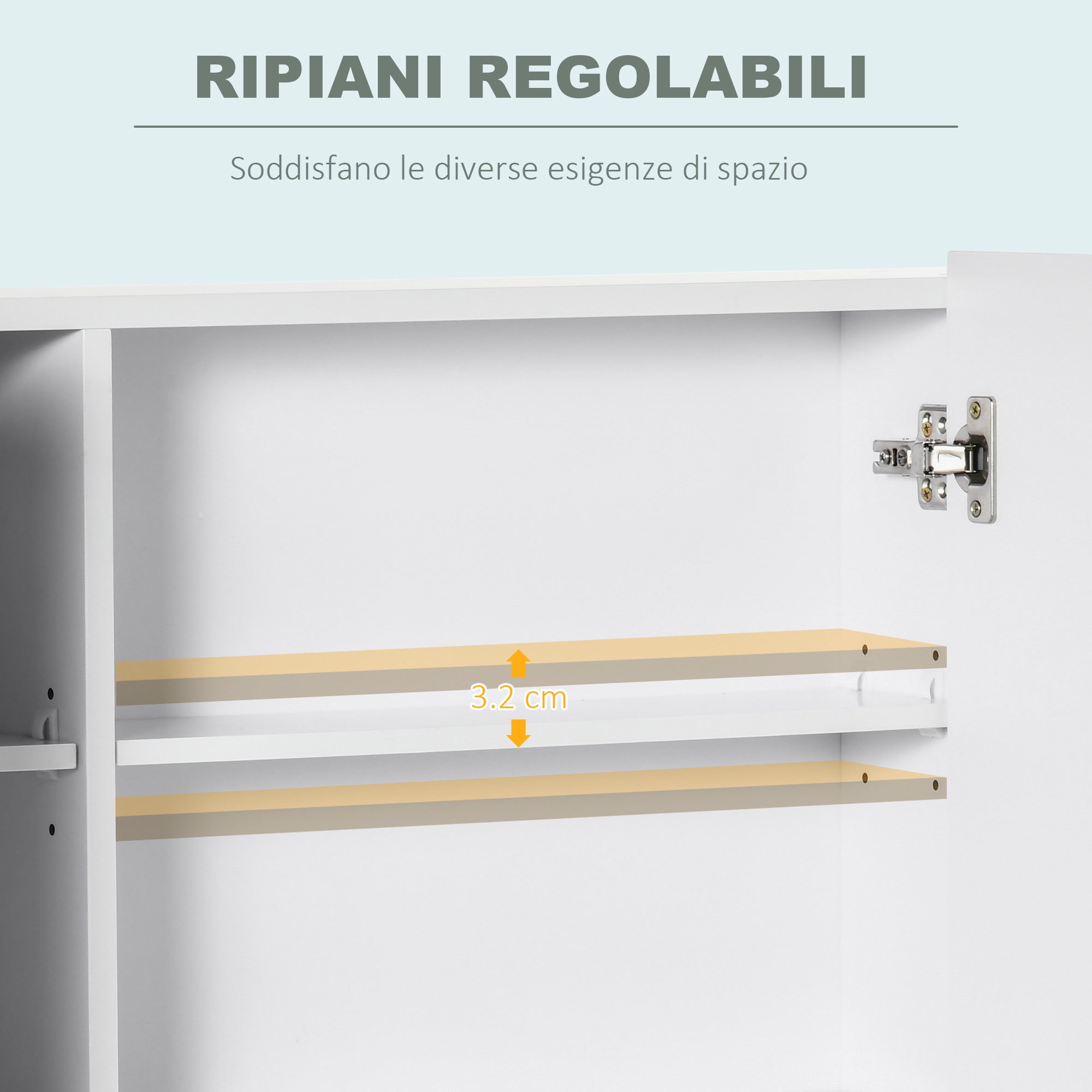 kleankin Armadietto Specchiera da Bagno con 3 Armadietti, 3 Ripiani e Luce LED, 90x15x65 cm, Bianco - 6
