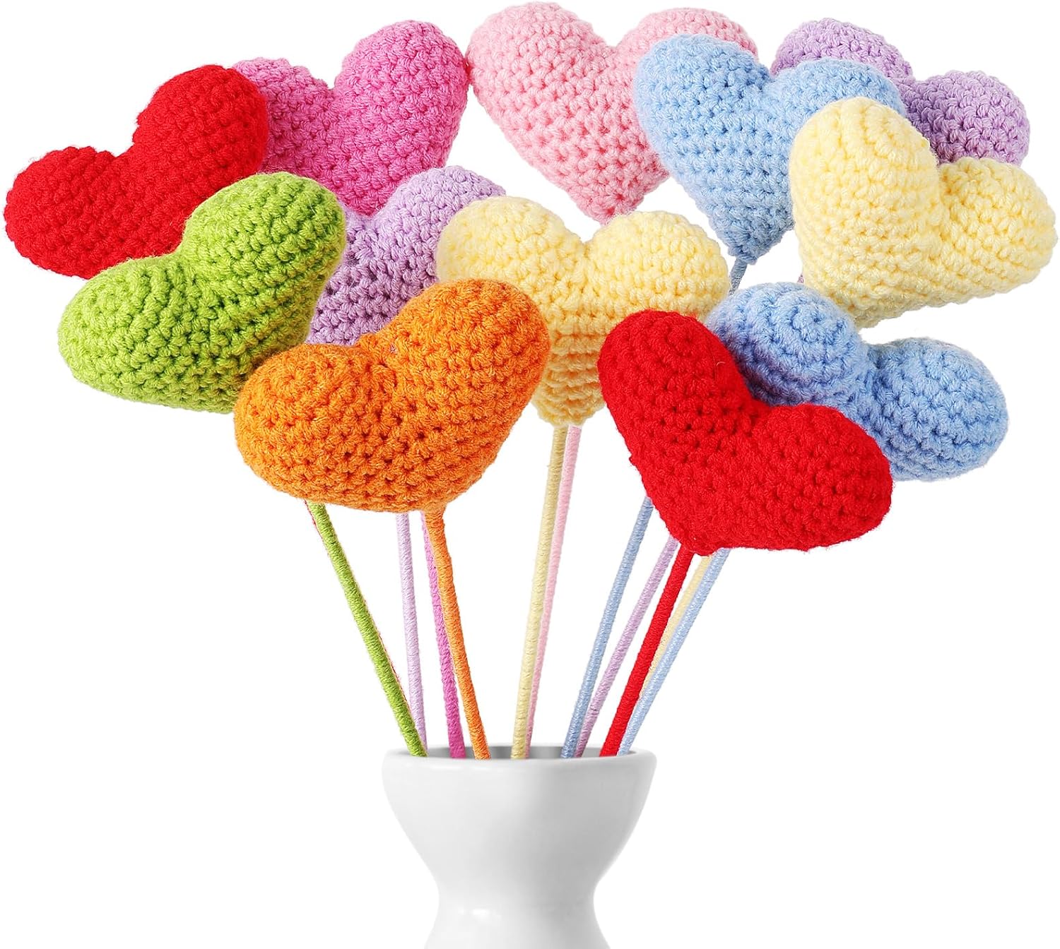 Bouquet De Roses Au Crochet Fait Main - Fleurs Artificielles En Coton, 40 Cm, Couleur Rose