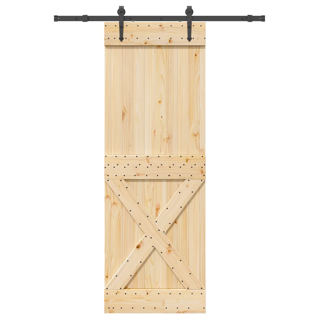 Porte Coulissante En Pin Massif 80x210 Cm – Kit Quincaillerie Inclus – VidaXL